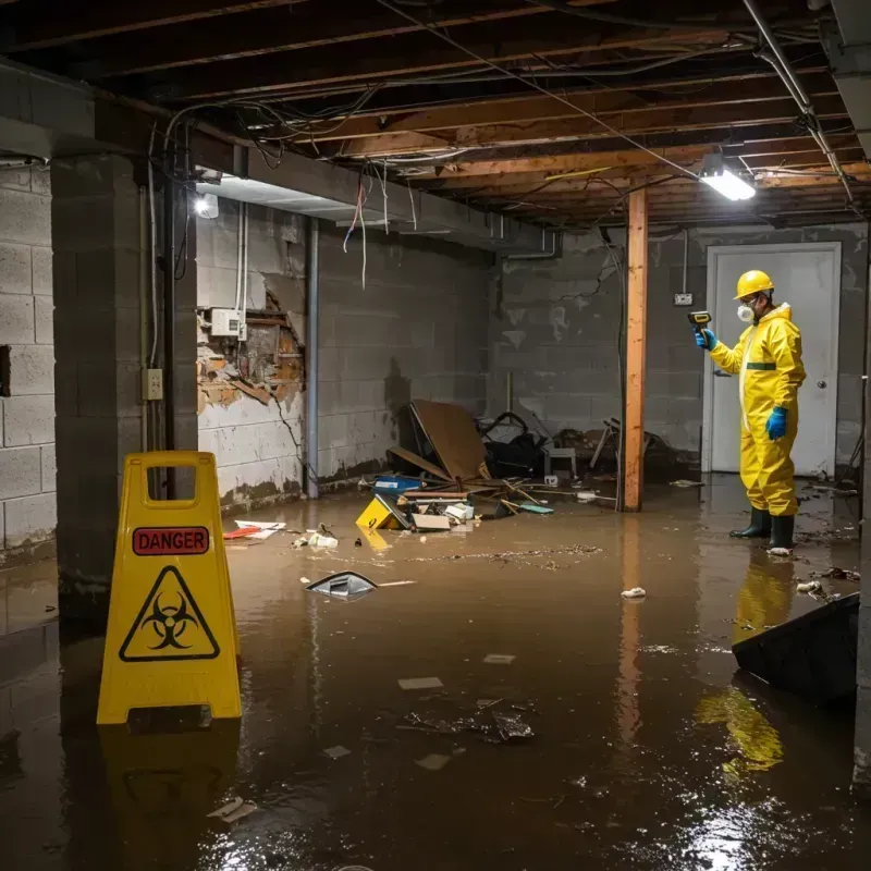 Flooded Basement Electrical Hazard in Kankakee, IL Property